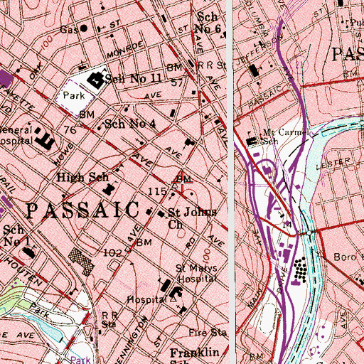 Topographic Map of Passaic, NJ