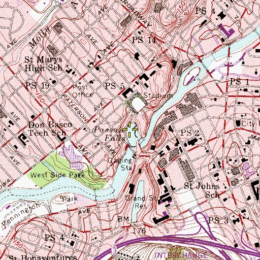 Topographic Map of Passaic Falls, NJ