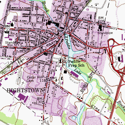 Topographic Map of Peddie Prep School, NJ