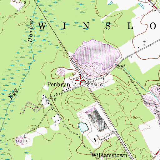 Topographic Map of Penbryn, NJ