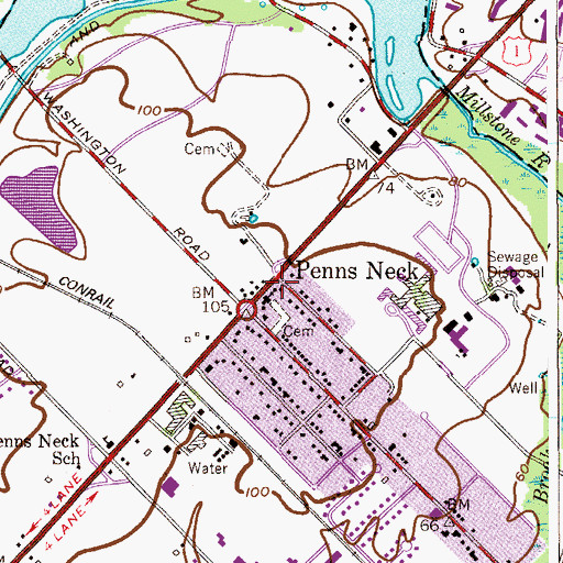 Topographic Map of Penns Neck, NJ