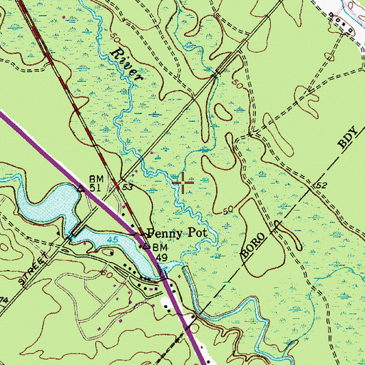Topographic Map of Penny Pot Stream, NJ