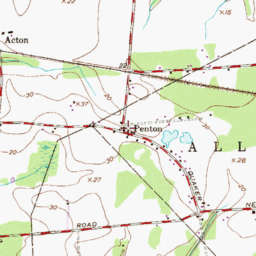 Topographic Map of Penton, NJ