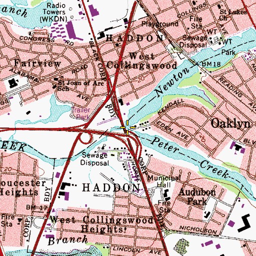 Topographic Map of Peter Creek, NJ