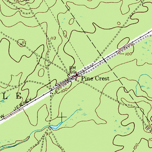 Topographic Map of Pine Crest, NJ