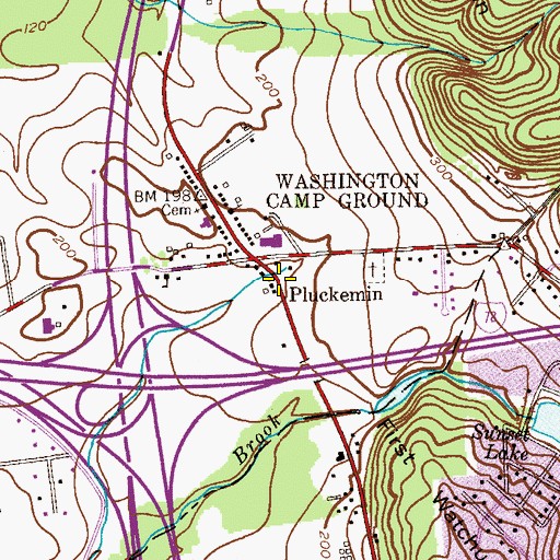 Topographic Map of Pluckemin, NJ