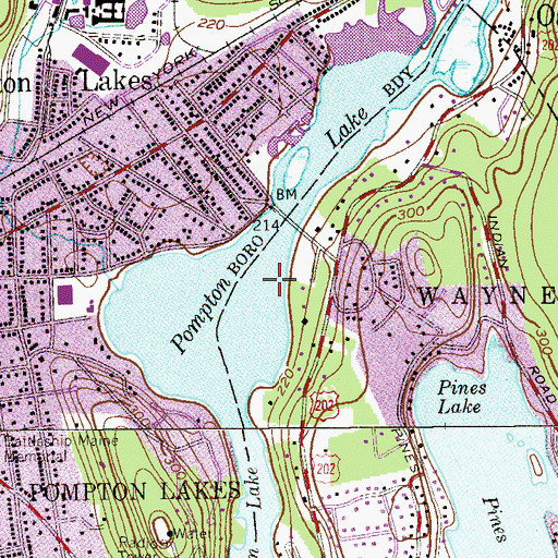 Topographic Map of Pompton Lake, NJ