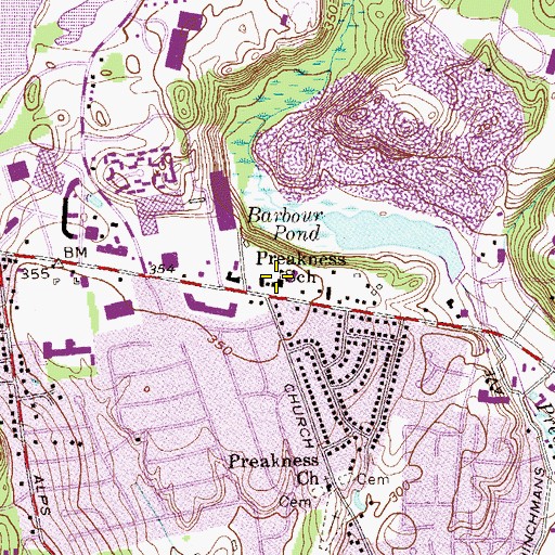Topographic Map of Preakness School (historical), NJ
