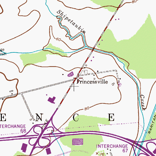 Topographic Map of Princessville, NJ