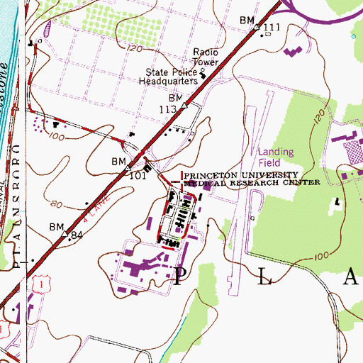 Topographic Map of Princeton University Medical Research Center, NJ