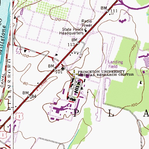 Topographic Map of Princeton University Medical Research Center, NJ