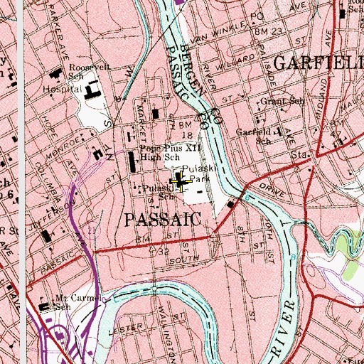 Topographic Map of Pulaski Elementary School, NJ
