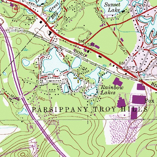 Topographic Map of Rainbow Lakes, NJ