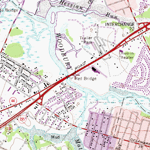 Topographic Map of Red Bridge, NJ