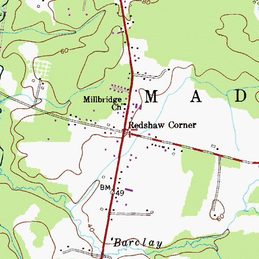 Topographic Map of Redshaw Corner, NJ