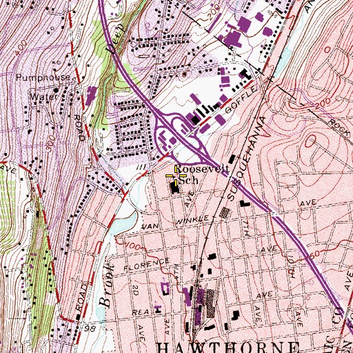 Topographic Map of Roosevelt Elementary School, NJ