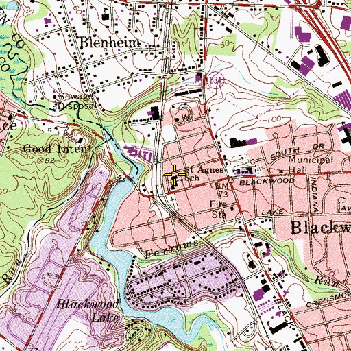 Topographic Map of Saint Agnes School, NJ