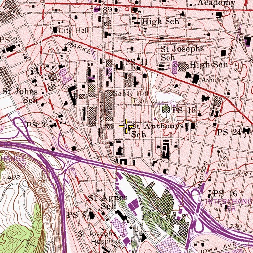 Topographic Map of Saint Anthonys School, NJ