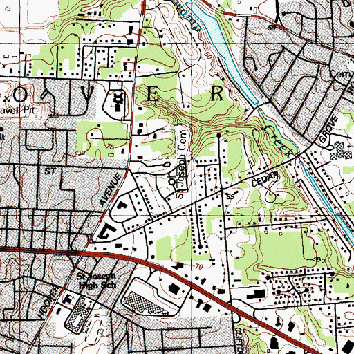 Topographic Map of Saint Joseph Catholic Cemetery, NJ