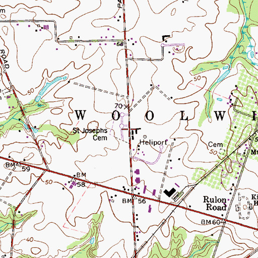 Topographic Map of Saint Josephs Cemetery, NJ