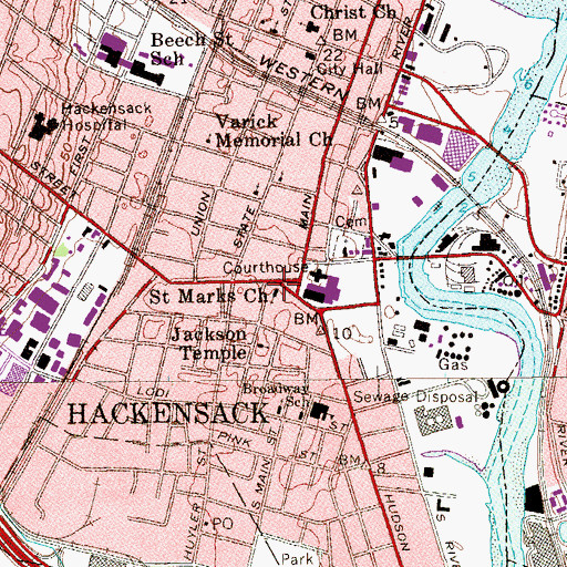 Topographic Map of Saint Marks Church, NJ