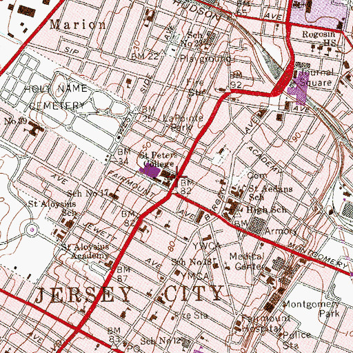 Topographic Map of Saint Peters College, NJ