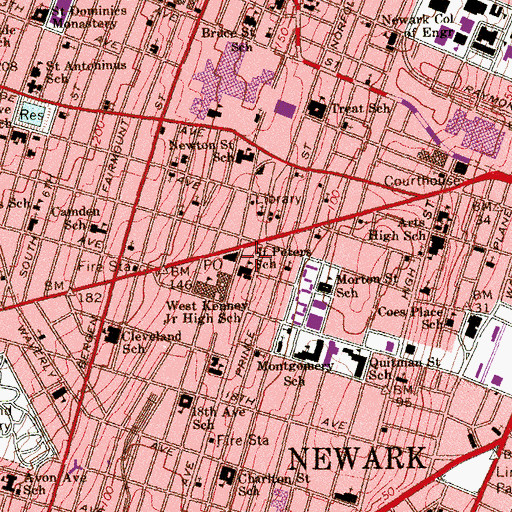 Topographic Map of Saint Peters School, NJ