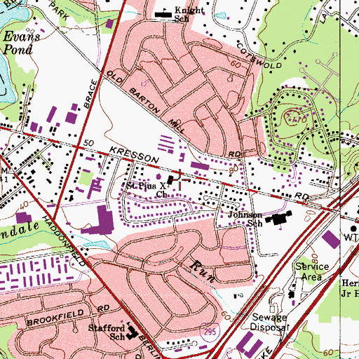 Topographic Map of Saint Pius X Church, NJ