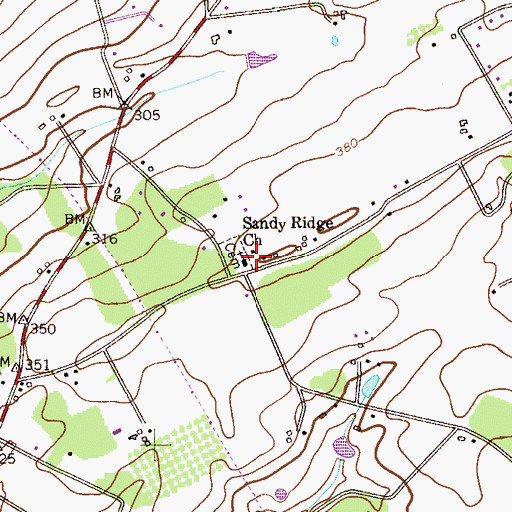 Topographic Map of Sandy Ridge Church, NJ
