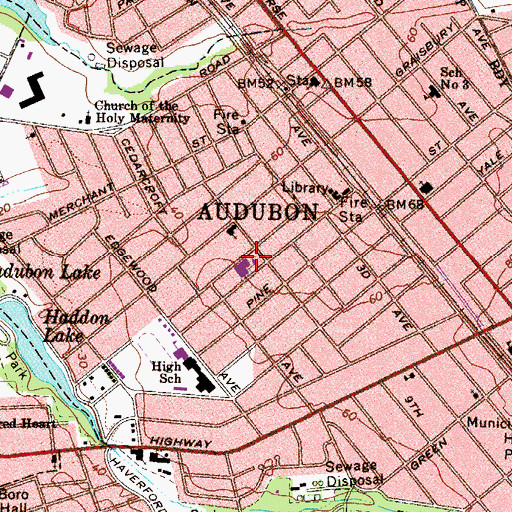 Topographic Map of Mansion Avenue Elementary School, NJ