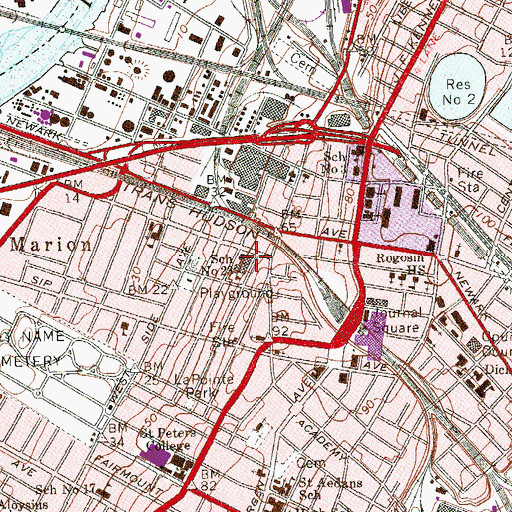 Topographic Map of Number 23 Elementary School, NJ