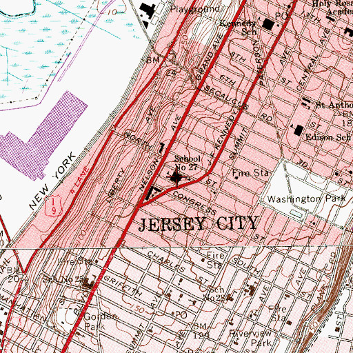 Topographic Map of Alfred E Zampella Number 27 Elementary School, NJ
