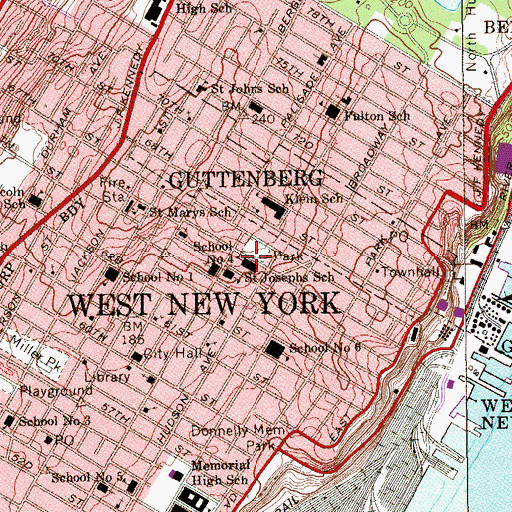 Topographic Map of Number 4 Elementary School, NJ