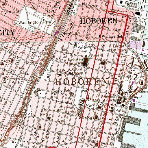 Topographic Map of School Number 8, NJ