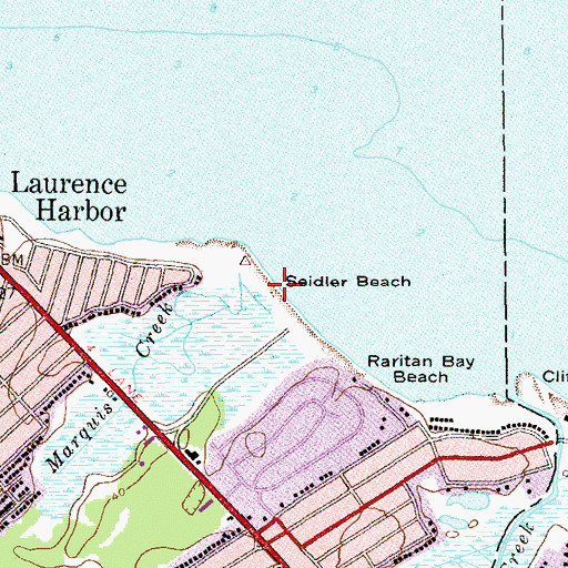 Topographic Map of Seidler Beach, NJ