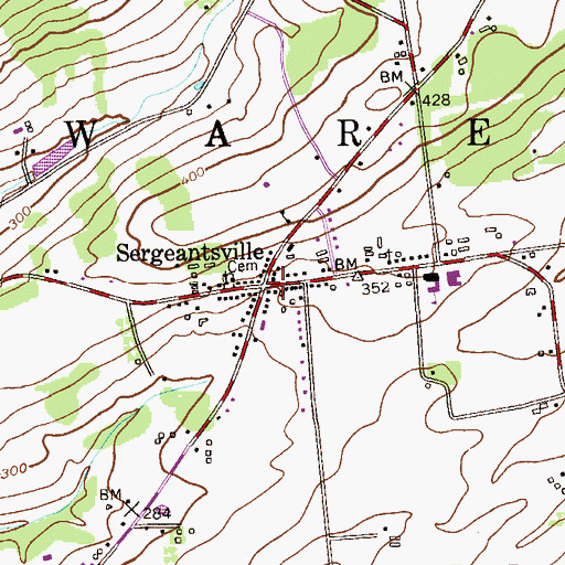 Topographic Map of Sergeantsville, NJ