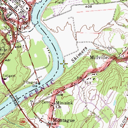 Topographic Map of Shimers Brook, NJ