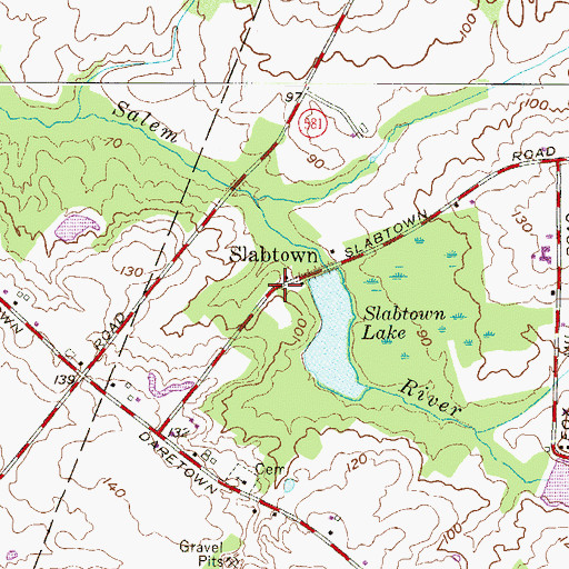 Topographic Map of Slabtown, NJ