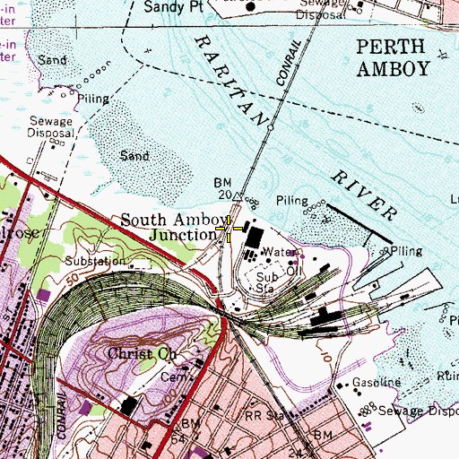 Topographic Map of South Amboy Junction, NJ