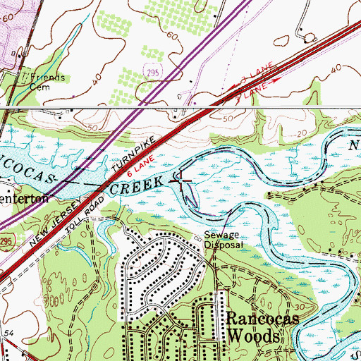 Topographic Map of South Branch Rancocas Creek, NJ