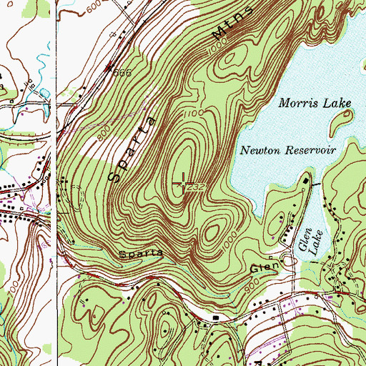 Topographic Map of Sparta Mountains, NJ