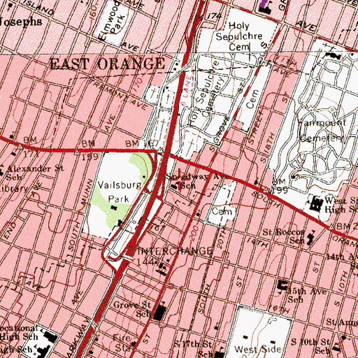 Topographic Map of Speedway Avenue Elementary School, NJ