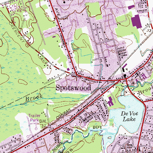Topographic Map of Spotswood, NJ