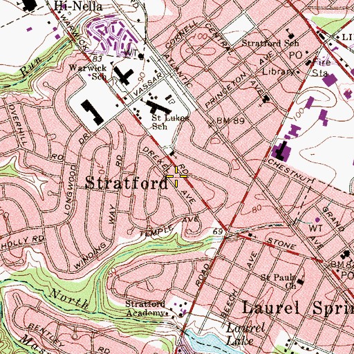 Topographic Map of Stratford, NJ