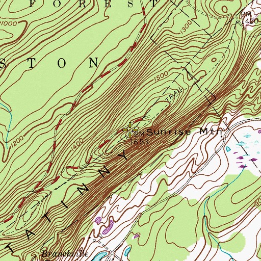 Topographic Map of Sunrise Mountain, NJ