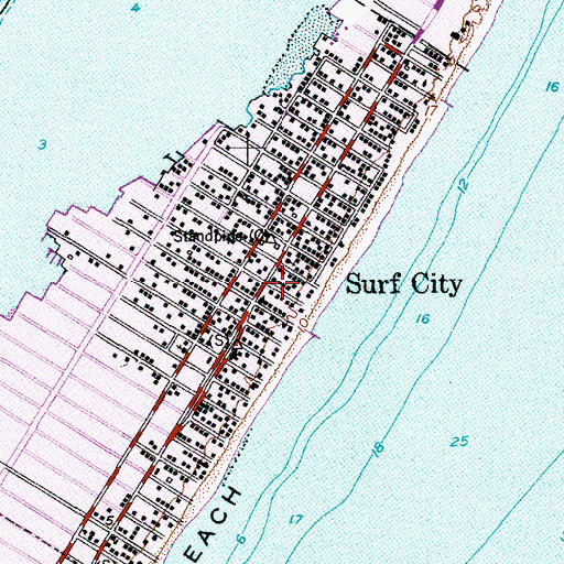 Topographic Map of Surf City, NJ
