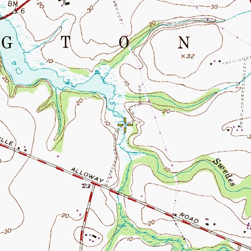 Topographic Map of Swedes Run, NJ
