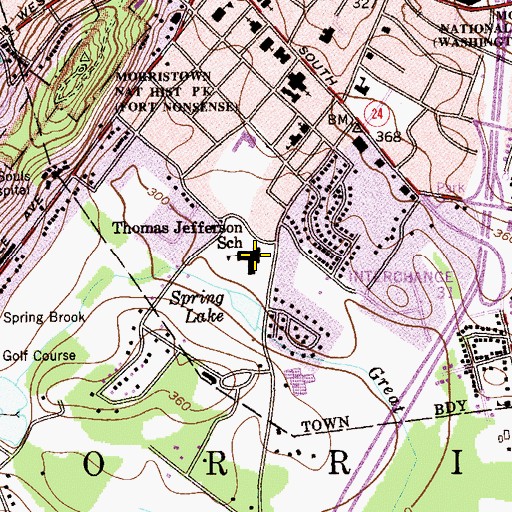 Topographic Map of Thomas Jefferson Elementary School, NJ