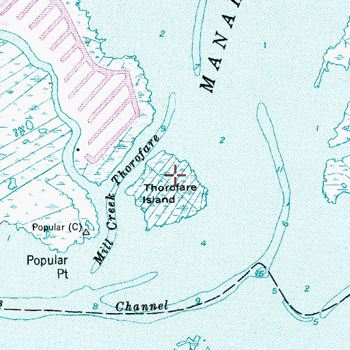 Topographic Map of Thorofare Island, NJ