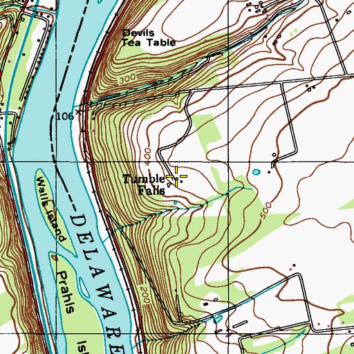 Topographic Map of Tumble Falls, NJ